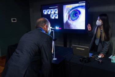 Dr. Yoon Chung Han demos her interactive eye display.
